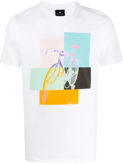 Ps By Paul Smith Bicycle Print T-shirt In White