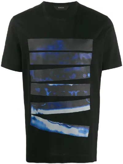 Z Zegna T-shirt Mit Abstraktem Print In Black