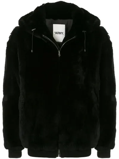 Yves Salomon Fantasy Fur Hooded Jacket In Black