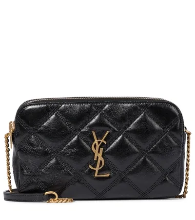 Saint Laurent Borsa Mini Becky In Pelle Trapuntata Con Logo Ysl In Black