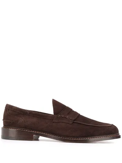 Tricker's Adam Suede Penny Loafers In Brown