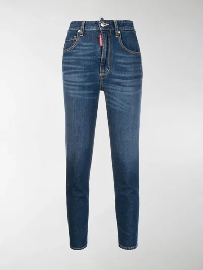 Dsquared2 Twiggy Cropped Jeans In Blue