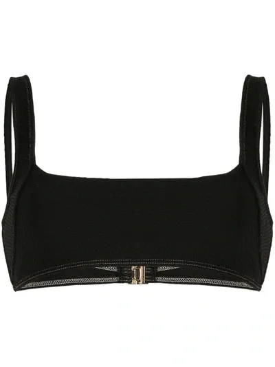 Suboo Kaia Contrast-stitching Bikini Top In Black