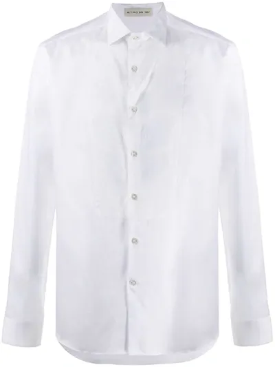 Etro Long Sleeve Paisley Bib Shirt In White