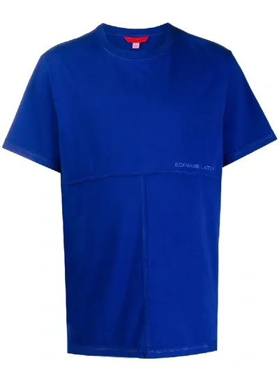 Eckhaus Latta Stitched Panel T-shirt In Blue