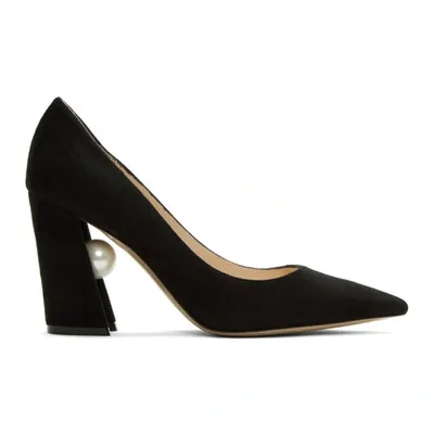 Nicholas Kirkwood Miri Faux Pearl-embellished Suede Pumps In Black