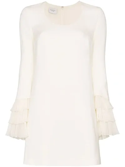 Giambattista Valli Ruffle Sleeve Silk Mini Dress In White