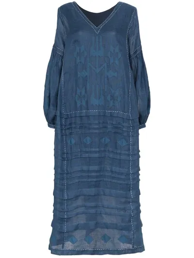 Vita Kin Neptune Embroidered Midi Dress In Blue