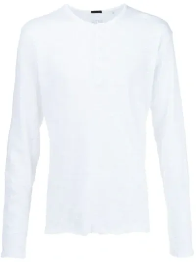 Atm Anthony Thomas Melillo Slub Jersey Destroyed Wash Henley In White