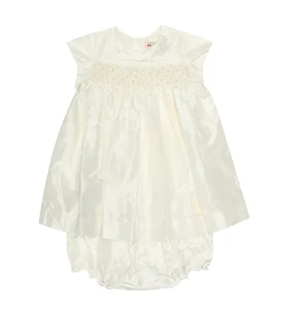 Bonpoint Baby Maruska Silk Dress And Bloomers Set In White