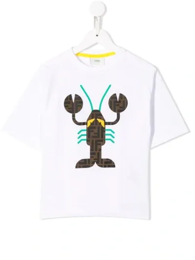 Fendi Kids' Printed Cotton T-shirt In White