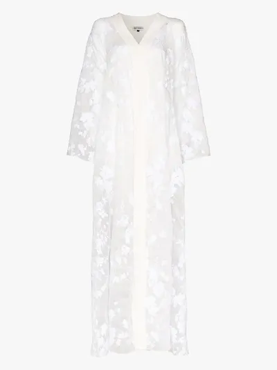 Masterpeace Floral Devoré Maxi Kimono In White