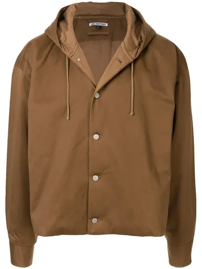 Hed Mayner Oversized Button-up Hoodie In Brown