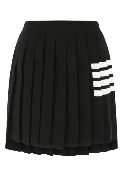 Thom Browne Striped Pleated Merino Wool-blend Mini Skirt In Dark Blue