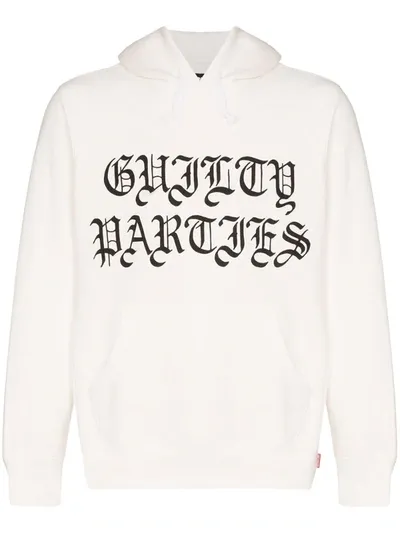 Wacko Maria Script Logo Print Cotton Hoodie In White