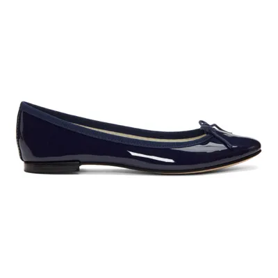 Repetto Blue Patent Cendrillon Ballerina Flats In Black