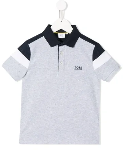 Hugo Boss Kids' Colour Block Polo Shirt In Grey