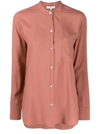 Vince Mandarin-collar Shirt In Pink