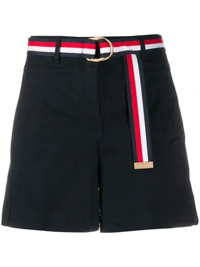 Tommy Hilfiger Belted High-rise Shorts In Blue