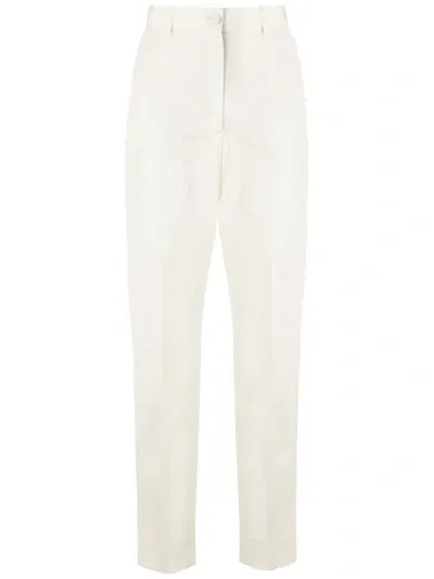 Dolce & Gabbana High-waist Straight Trousers In White