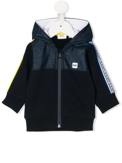 Hugo Boss Babies' Two-tone Hooded Jacket In Blue