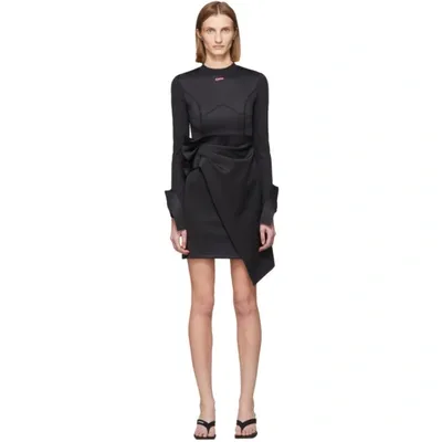 Off-white Short Jersey Wrap Dress In Black/fuchs