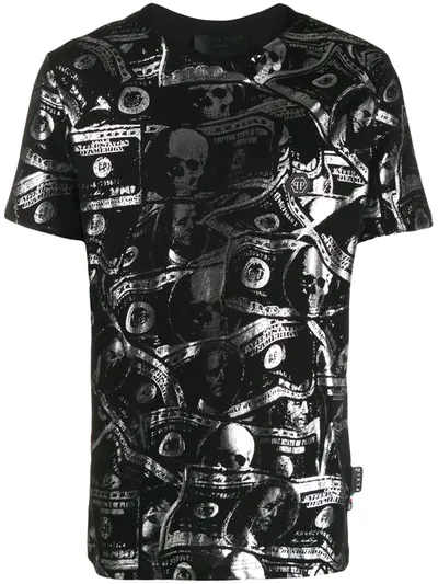 Philipp Plein Dollar Print T-shirt In Black