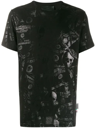 Philipp Plein Dollar Print T-shirt In Black