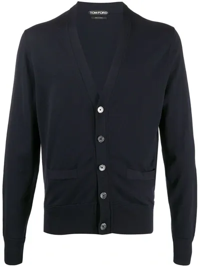 Tom Ford Shawl-collar Cashmere Cardigan In Blue