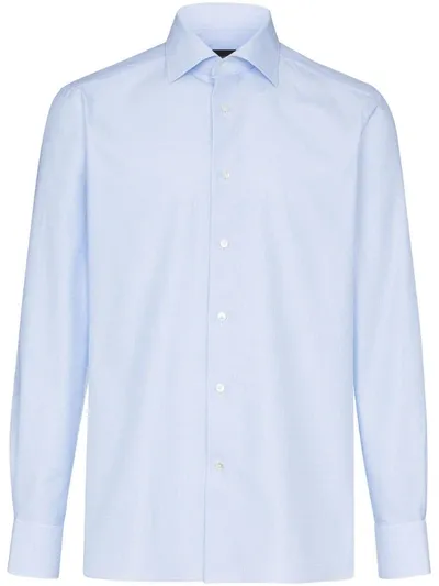 Ermenegildo Zegna Fine Check Longsleeved Shirt In Blue