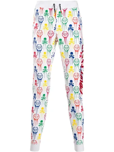 Philipp Plein Skull Track Trousers In White