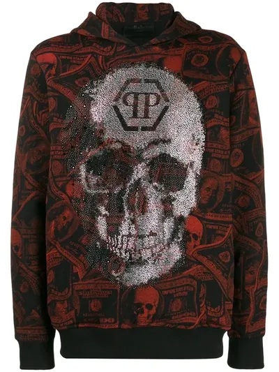 Philipp Plein Dollar Print Hoodie In Black