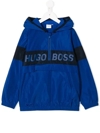 Hugo Boss Kids' Hooded Shell Jacket In Blue