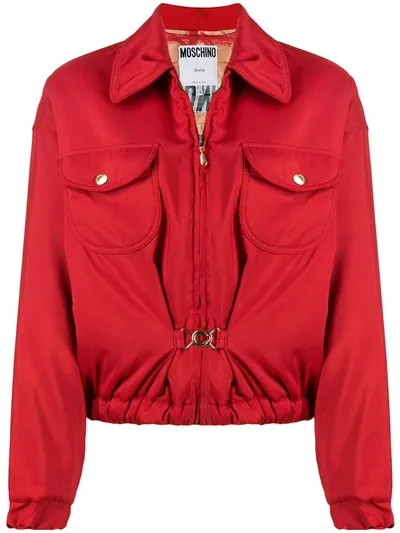 Pre-owned Moschino 1990s Buckled Gathered Jacket In Red