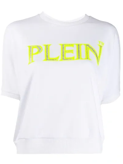 Philipp Plein Logo Print Knitted Top In White