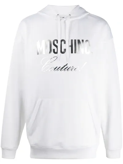 Moschino Logo Hoodie In White