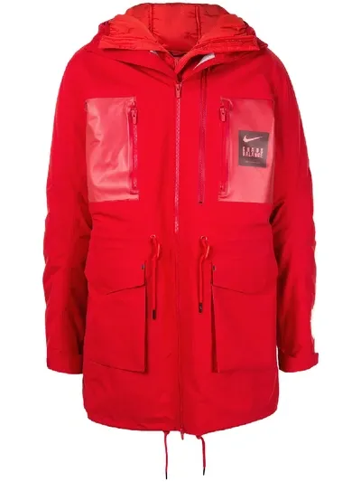 Nike Undercover Logo-print Coated-twill Parka With Detachable Quilted Down Liner In Red