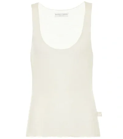 Bottega Veneta Ribbed Cotton-blend Jersey Tank Top In Chalk