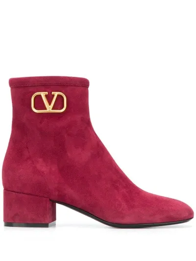 Valentino Garavani Garavani Suede Vintage Boots 45 In Cherry