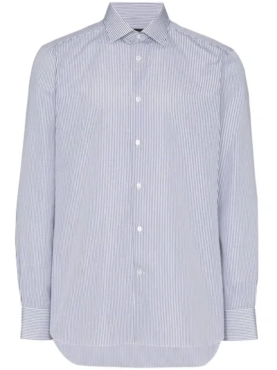 Ermenegildo Zegna Striped Cotton Shirt In White