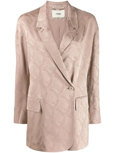 Fendi Single-breasted Jacquard Blazer In Neutrals