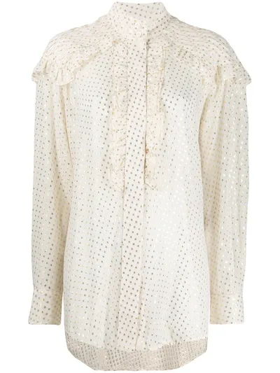 Victoria Beckham Pintuck Ruffled Blouse In White