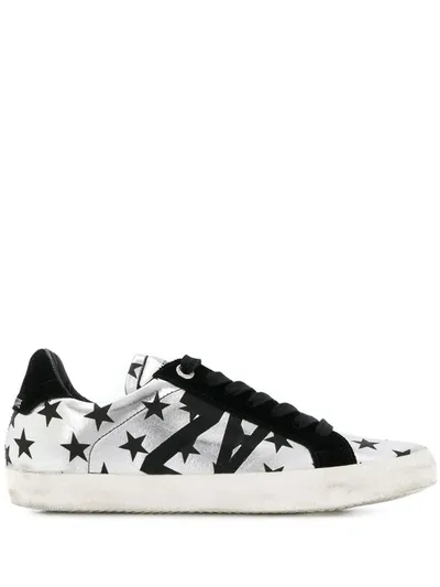 Zadig & Voltaire Low Top Used Stars Sneakers In Silver