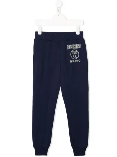 Moschino Kids' Logo Printed Track Pants In Blue