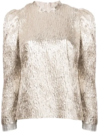 Rachel Comey Crinkle Metallic Blouse In Gold