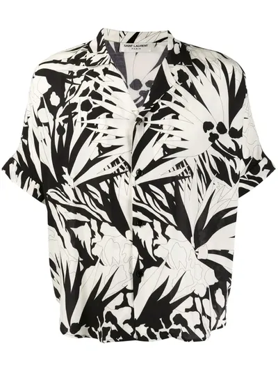 Saint Laurent Black & Off-white Jungle Shirt In White,black