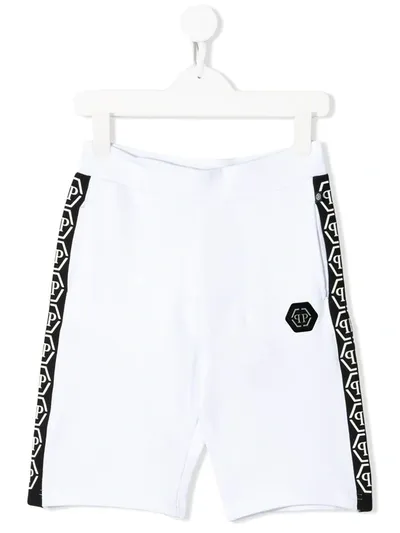 Philipp Plein Junior Kids' All-over Pp Jogging Shorts In White