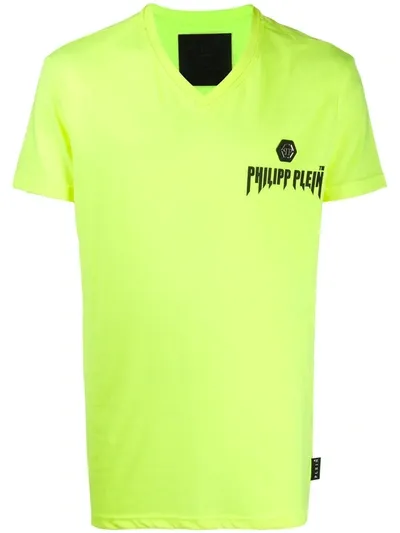 Philipp Plein V-neck T-shirt In Yellow