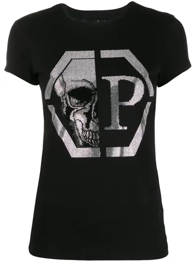 Philipp Plein Embellished T-shirt In Black