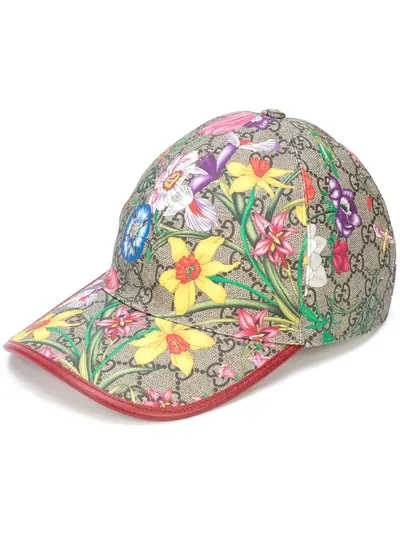 Gucci Floral Gg Baseball Cap In Brown